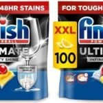 Finish Ultimate Infinity Shine Dishwasher Tablets bulk | Scent : Lemon | Size: 200 Dishwasher Tabs (100 tabs x 2) |Ultimate Clean and Shine