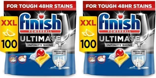 Finish Ultimate Infinity Shine Dishwasher Tablets bulk | Scent : Lemon | Size: 200 Dishwasher Tabs (100 tabs x 2) |Ultimate Clean and Shine